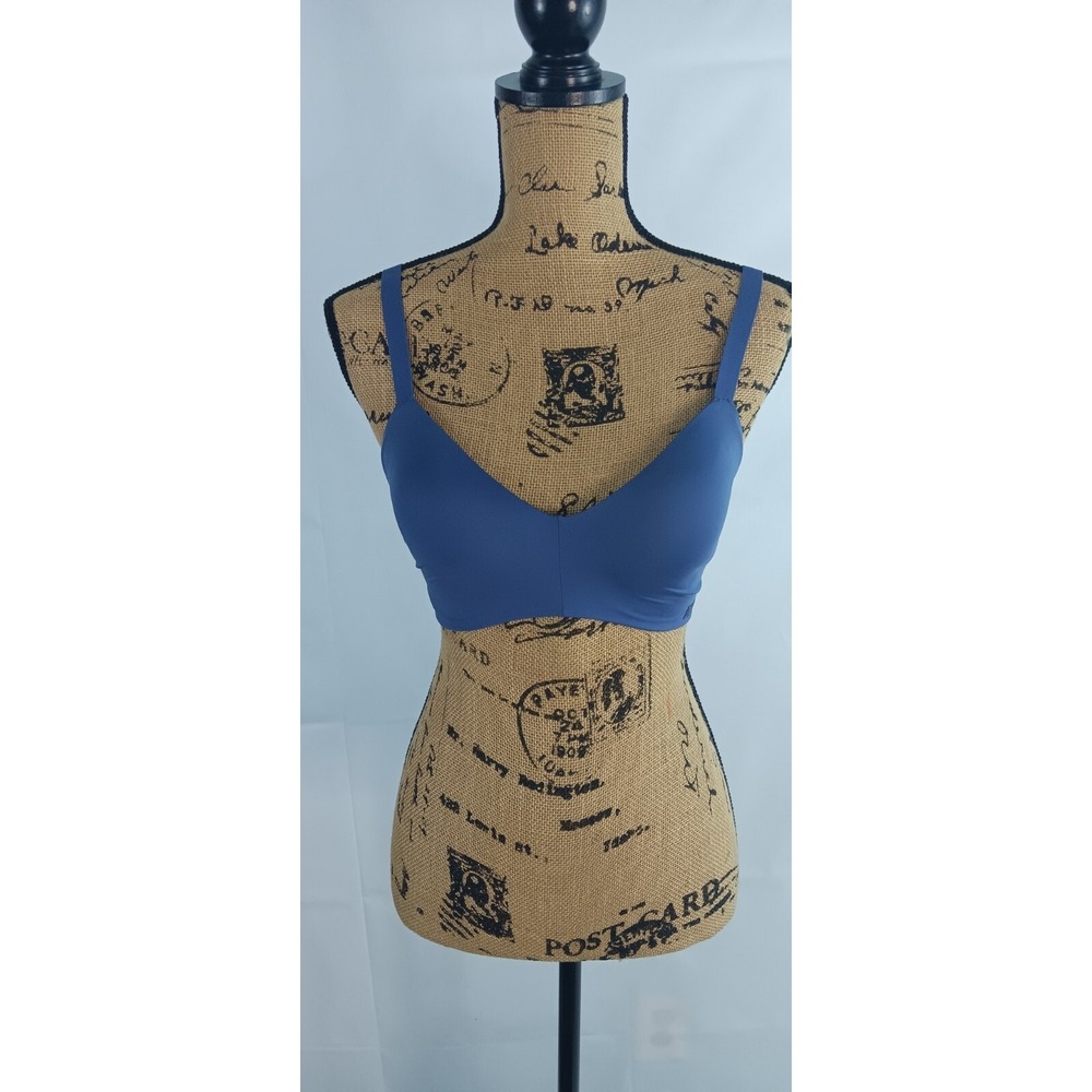 DKNY women's Nylon Spandex Wire Free Adjustable Strap Bra‎ Blue US 32C AA376